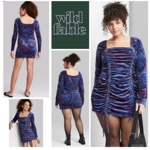Wild Fable Purple and Blue Long Sleeve Dress